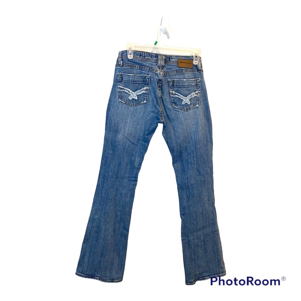 Vigoss Bootcut Jeans Size 7/8 Fray Pocket Stitch Detail Y2K Western Flare